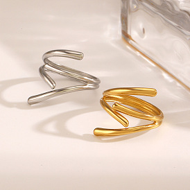 304 открытые кольца-манжеты из нержавеющей стали для женщин, неправильные линии