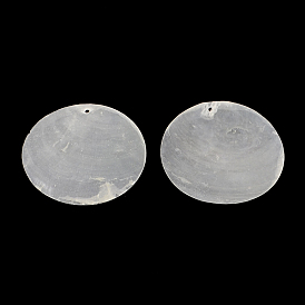 Flat Round Capiz Shell Pendants, 50x0.5~1mm, Hole: 2mm