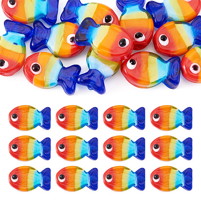 12 бусины лэмпворк ручной работы, рыба