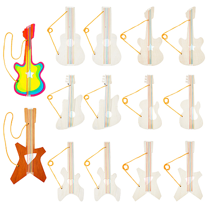 12шт. 6 варианты необработанных деревянных подвесок в виде гитар для живописи, пирография, домашнего декора