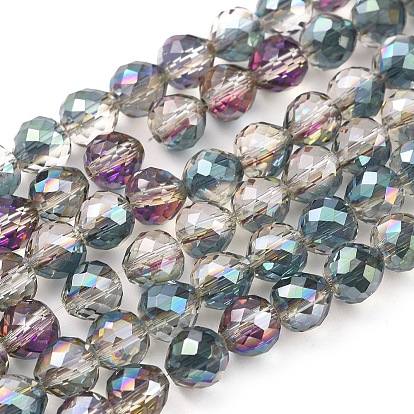 Стеклянные бусины с гальваническим покрытием , с половиным покрытием, граненые, клубника