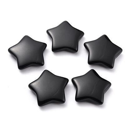 Natural Obsidian Beads, No Hole, Star