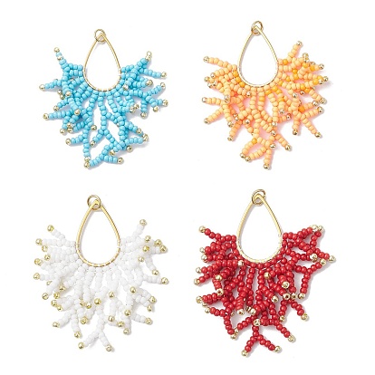 Подвески из стеклянного бисера, имитирующие рождественские украшения, с 201 соединительными кольцами из нержавеющей стали и 304 открытыми соединительными кольцами из нержавеющей стали