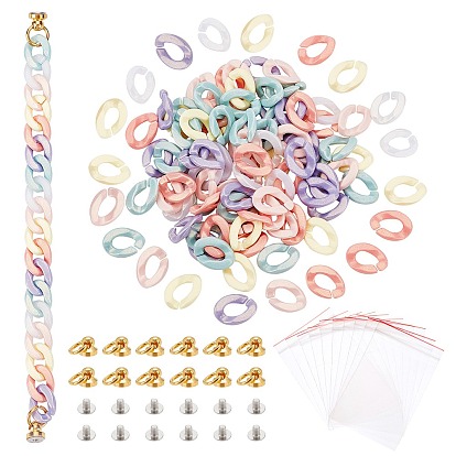 DIY Cell Phone Lanyard Making Kit, Including Acrylic Linking Rings, Brass Screw Nut, Plastic Bags