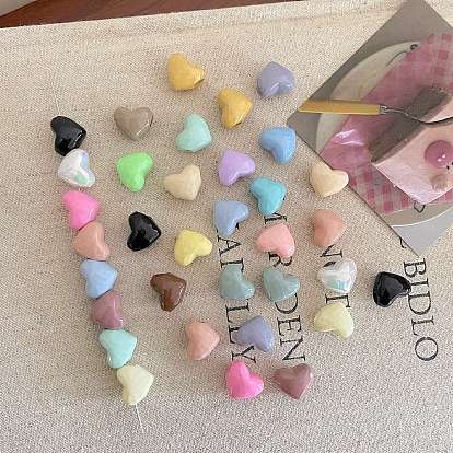 Непрозрачный акрил европейского бисера, бусины с большим отверстием, сердце