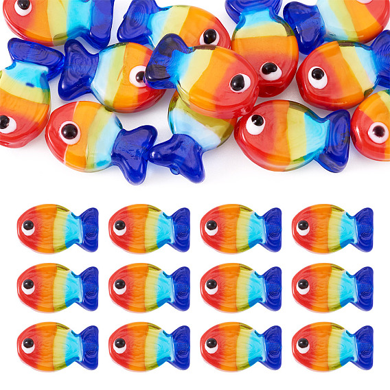 12 бусины лэмпворк ручной работы, рыба