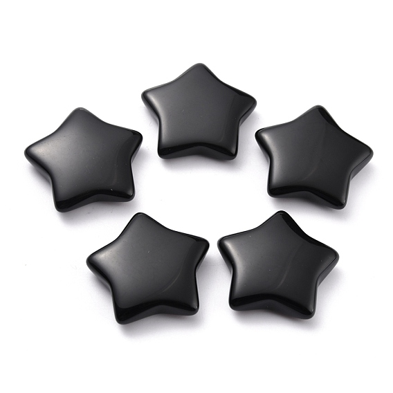 Natural Obsidian Beads, No Hole, Star