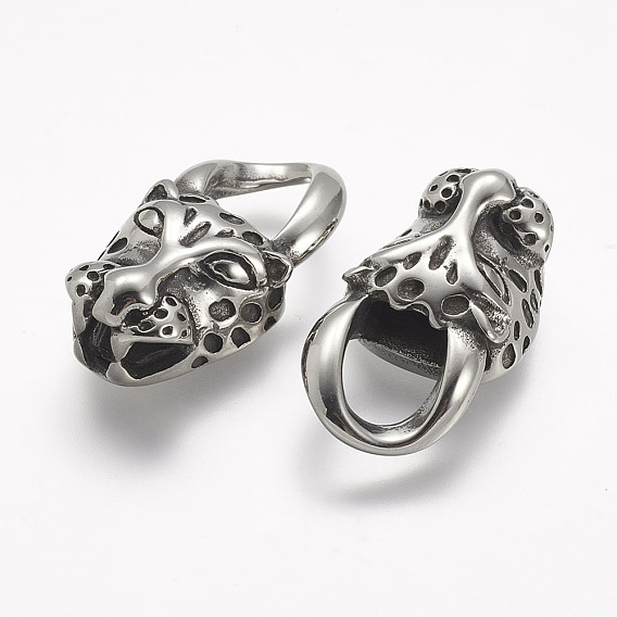 304 концы из нержавеющей стали шнур, для изготовления кожаных браслетов, леопард головы