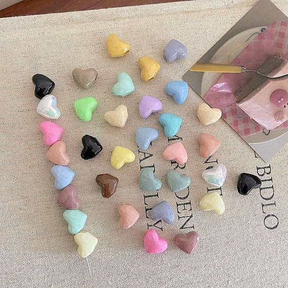 Непрозрачный акрил европейского бисера, бусины с большим отверстием, сердце
