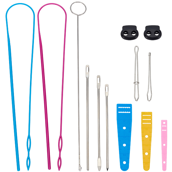 Наборы инструментов для шитья своими руками, включая пластиковый шнурок с нитевдевателем, замки для шнура и нитевдеватель, швейные иглы из нержавеющей стали, петля для шитья из нержавеющей стали, резьбонарезной станок из железа