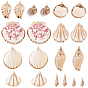 20Pcs 10 Styles Electroplated Natural Mixed Shell Pendants, Shell Shape Charms, with Metel Findings, Mixed Color