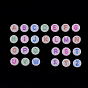 Luminous Acrylic Beads, Horizontal Hole, Random Mixed Letters, Flat Round with Letter, Mixed Color
