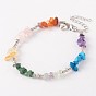 Trendy Gemstone Beaded Anklets, with Iron Beads and Brass Lobster Claw Clasps, 8-7/8 inch(225mm)