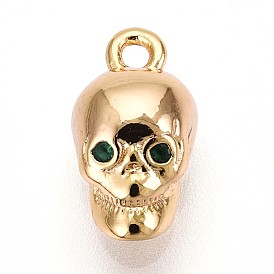 Латунные микропаве прозрачные подвески с фианитом, череп прелести, без кадмия, без никеля и без свинца