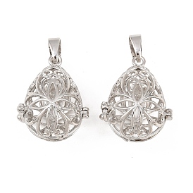 Латунные полые подвески в форме капли, для ожерелья, без свинца, без никеля и без кадмия, 34x22 мм, отверстие : 5x3 мм