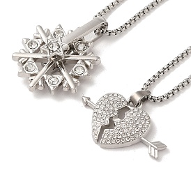 Zinc Alloy Pendant Necklaces, with 201 Stainless Steel Chains and Rhinestone