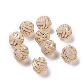 Plating Acrylic Beads, Golden Metal Enlaced, Frosted, Football