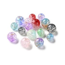 Прозрачных бусин акриловые треск, волочильных стиле, круглые, два тона