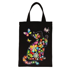 Прямоугольник с кошкой, бабочкой и цветочным узором, наборы сумок для алмазной живописи своими руками, включая горный хрусталь из смолы, алмазная липкая ручка, поднос тарелка и клей глина