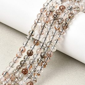 Нити бусин из рутилированного кварца из натурального черного золота, круглые