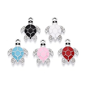Rhinestone сплава и эмали подвески, черепаха, золотые / платиновые