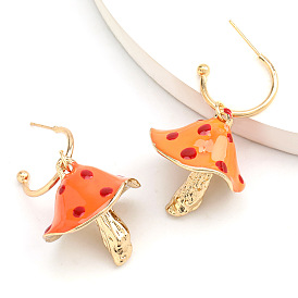 Creative Alloy Mushroom Earrings for Girls, Cute and Lovely Ear Hooks