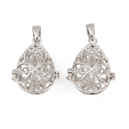 Латунные полые подвески в форме капли, для ожерелья, без свинца, без никеля и без кадмия, 34x22 мм, отверстие : 5x3 мм