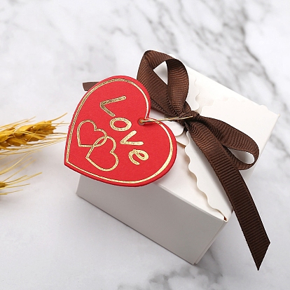 Бумажные подарочные бирки на тему дня святого валентина, хэндж теги, сердце с золотым тиснением слово любовь