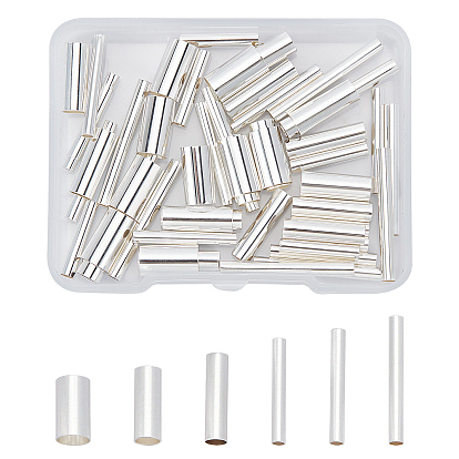 60Pcs 6 Style Brass Tube Beads, Long-Lasting Plated, Tube