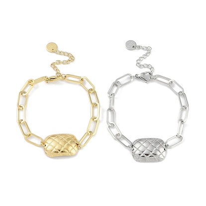 304 браслеты с прямоугольными звеньями из нержавеющей стали и цепочкой для скрепок для женщин