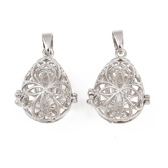 Латунные полые подвески в форме капли, для ожерелья, без свинца, без никеля и без кадмия, 34x22 мм, отверстие : 5x3 мм