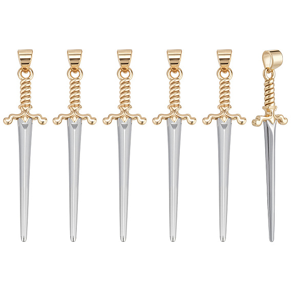 6подвески из латуни с гальваническим покрытием, долговечный, без свинца и без кадмия, меч прелести