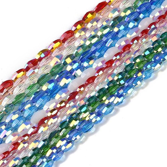 Стеклянные бусины с гальваническим покрытием , с покрытием AB цвета, граненые, овальные
