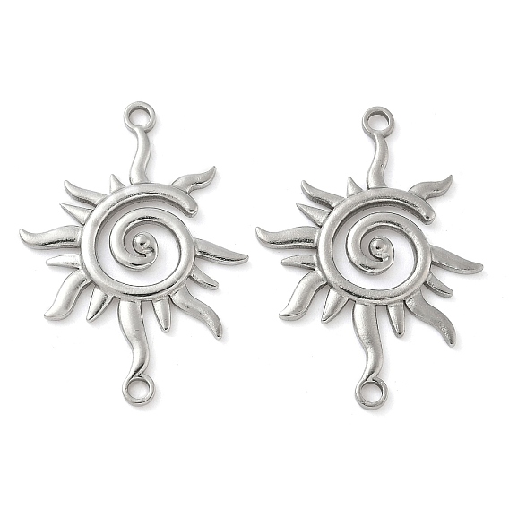 304 Stainless Steel Connector Charms, Spiral Sun Links, Non-Tarnish