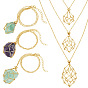 12Pcs 3 Styles Iron Empty Macrame Pouch Pendant Cable Chain Slider Necklace Making, for Gemstone Beads