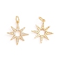 Brass Micro Pave Cubic Zirconia Pendants, with Jump Ring, Cadmium Free & Lead Free, Star