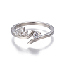 304 bagues en acier inoxydable, avec zircons, couleur inox