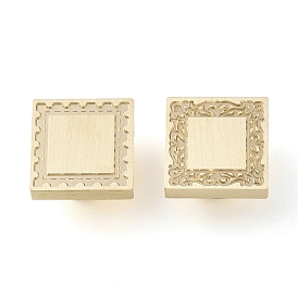 Square Flower Frame Brass Stamp Heads, for Wax Seal Stamp, Wedding Invitations Making