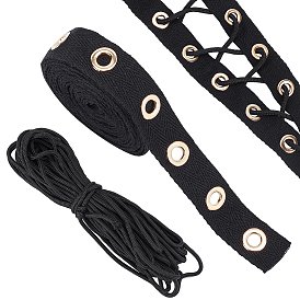 1 нити полиэстера позолоченная латунная люверсная тесьма твиловая отделка, с 1 пучком круглых плетеных шнуров из полиэстера, аксессуары для одежды