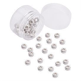 Nbeads perles européennes en argile polymère strass, Perles avec un grand trou   , avec platine plaqué noyaux en alliage, rondelle