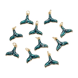 Латунь эмаль подвески, с прыжковых колец, долговечный, рыбий хвост, зелено-синие