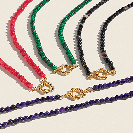 Ожерелья из натуральных камней на осень-зиму, с 304 нержавеющей стали застежки, золотые