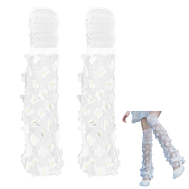 Носки из полиэстеровой марли с цветочным рисунком, гетры для женщин и девочек