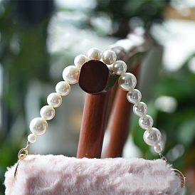 Plastic Imitation Pearl Beads Bag Handles, with Metal Clasp, for Bag Straps Replacement Accessories
