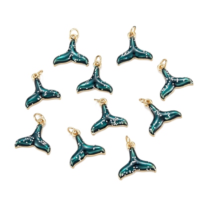 Латунь эмаль подвески, с прыжковых колец, долговечный, рыбий хвост, зелено-синие