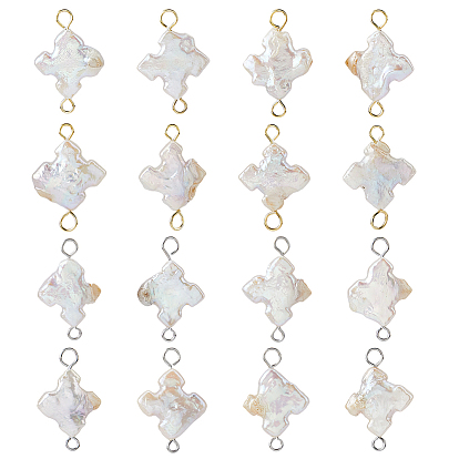 16 шт. 2 подвески-коннекторы из натурального жемчуга разных цветов, с 304 фурнитурой из нержавеющей стали