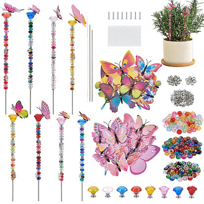DIY Beaded Garden Stake Kit, include Glass Ball Drawer Knobs, Alloy & Acrylic & Resin & Rhinestone European Beads
