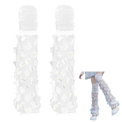 Носки из полиэстеровой марли с цветочным рисунком, гетры для женщин и девочек