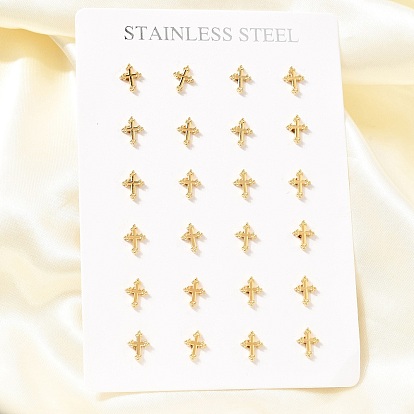 304 Stainless Steel Stud Earrings for Women, Cross