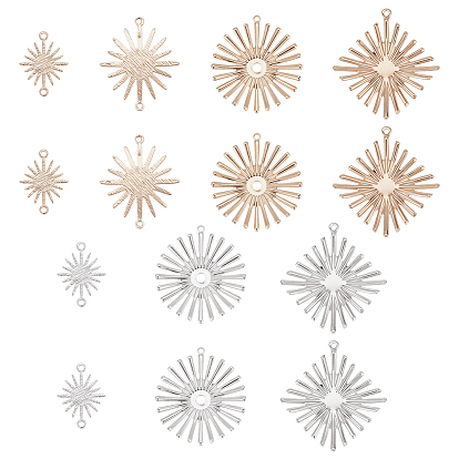 14шт 7 стиль латунные соединительные подвески и кулоны, солнце и ромб